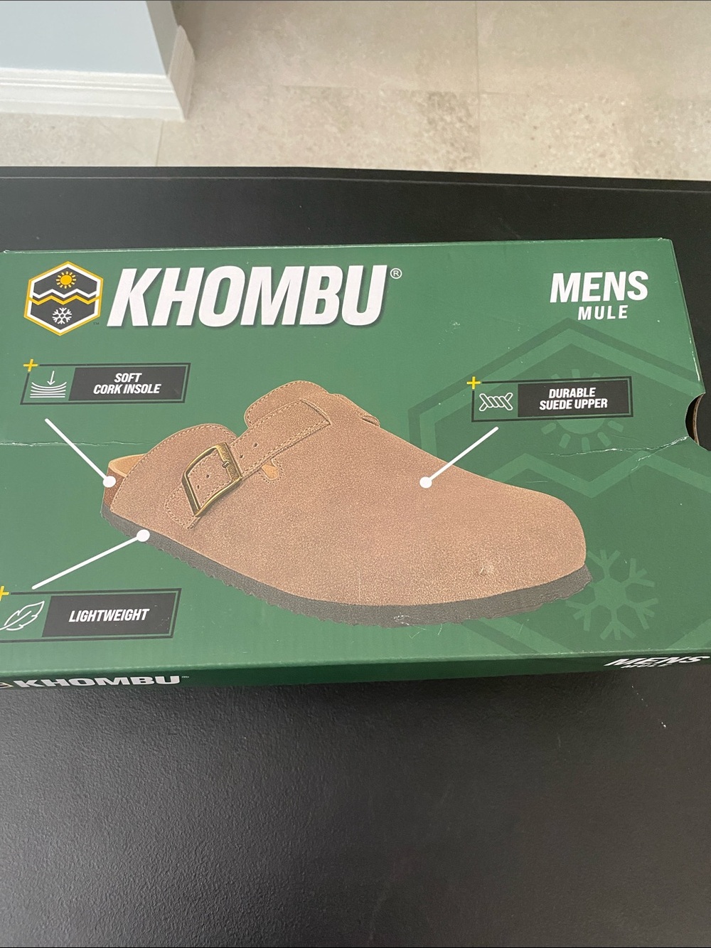 Khombu Taupe Suede Slip-On Mule with Buckle NIB